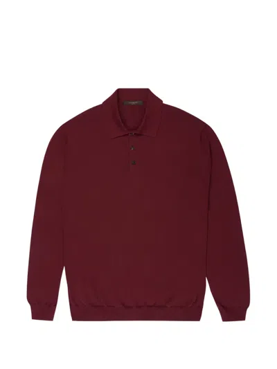 Zanone Buttoned Polo Shirt In Burgundy