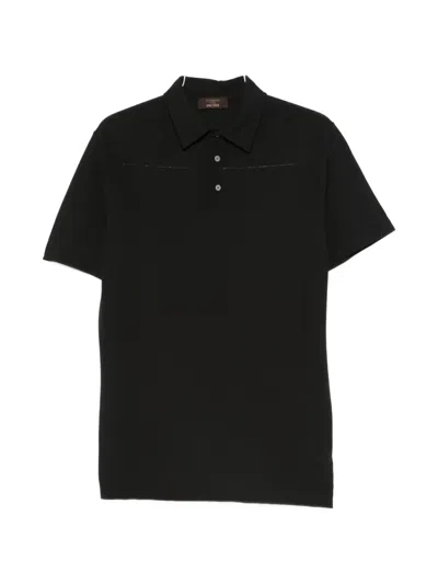 Zanone Buttoned Short-sleeve Polo Shirt In Black