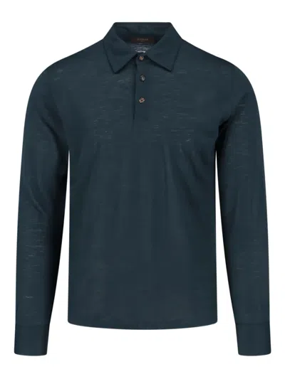 ZANONE BUTTONED VIRGIN-WOOL POLO SHIRT