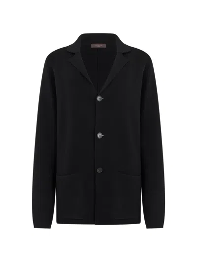 Zanone Button-up Cardigan In Black