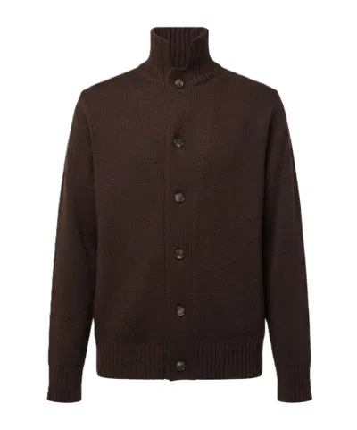 Zanone Button-up Cardigan In Brown