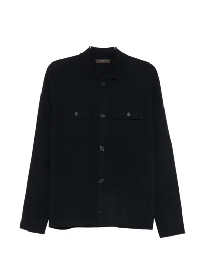 Zanone Button-up Chest-pocket Cardigan In Blue