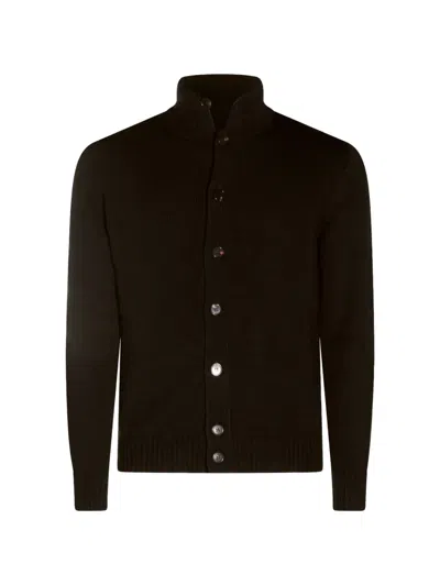 Zanone Button-up High-neck Cardigan In Brown