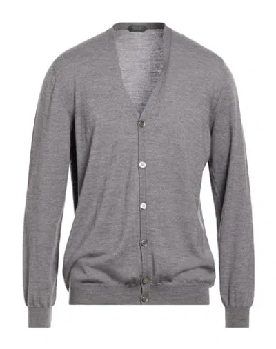 Zanone By Slowear Man Cardigan Grey Size 46 Virgin Wool, Polyamide In Gray