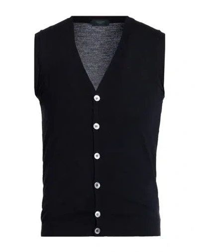 Zanone By Slowear Man Cardigan Midnight Blue Size 36 Virgin Wool, Cashmere In Black