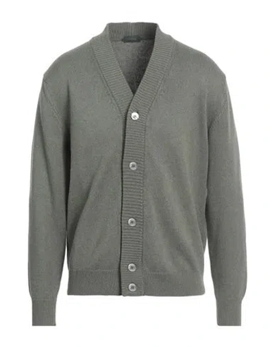 Zanone By Slowear Man Cardigan Military Green Size 44 Linen, Cotton