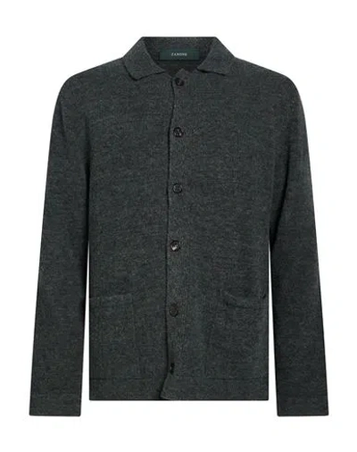 Zanone By Slowear Man Cardigan Military Green Size 46 Virgin Wool, Polyamide In Animal Print