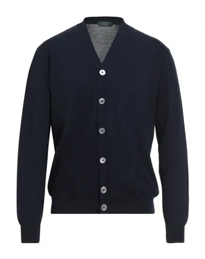 Zanone By Slowear Man Cardigan Navy Size 46 Cotton In Blue