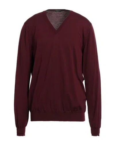 Zanone By Slowear Man Sweater Burgundy Size 48 Virgin Wool, Polyamide In Red