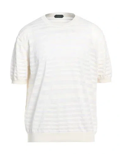 Zanone By Slowear Man Sweater Ivory Size 42 Cotton, Linen In White