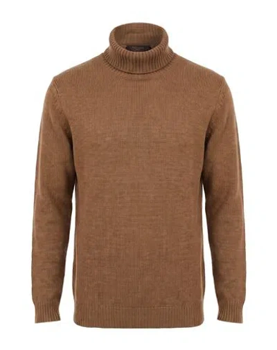 Zanone By Slowear Man Turtleneck Camel Size 40 Virgin Wool In Brown