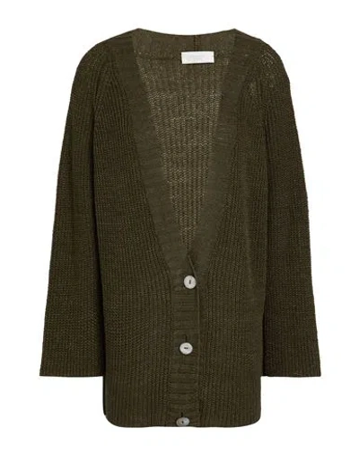 Zanone By Slowear Woman Cardigan Military Green Size M Linen