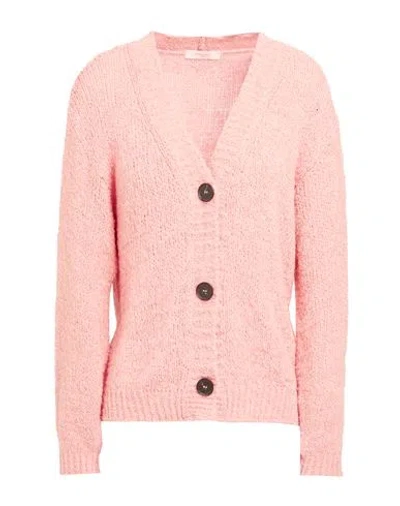 Zanone By Slowear Woman Cardigan Salmon Pink Size M Linen, Polyester