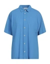 Zanone By Slowear Woman Shirt Azure Size 10 Cotton In Blue