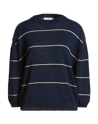 Zanone By Slowear Woman Sweater Navy Size L Linen, Cotton In Blue