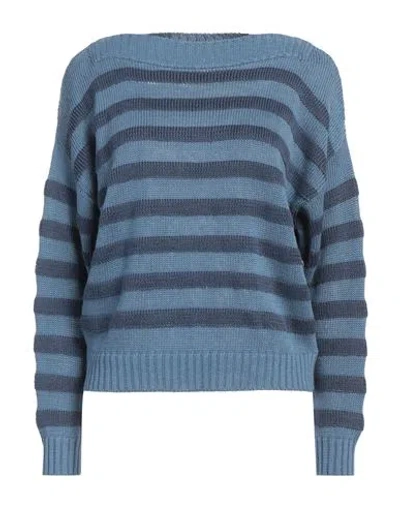 Zanone By Slowear Woman Sweater Slate Blue Size 4 Linen, Cotton In Blue