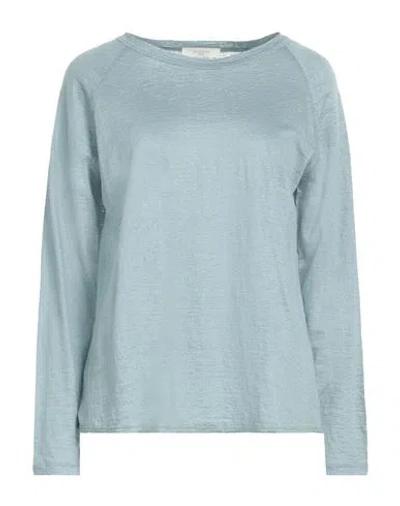 Zanone Woman T-shirt Sky Blue Size 6 Linen
