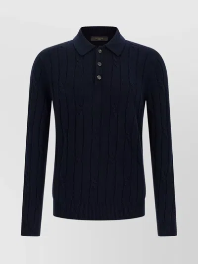 ZANONE CABLE KNIT POLO SHIRT
