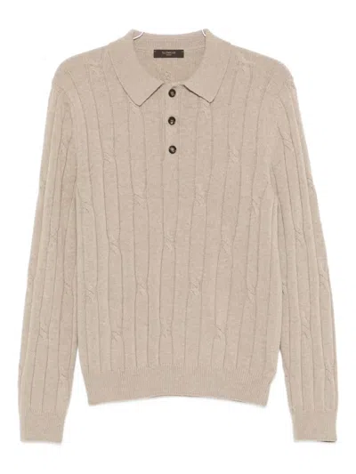 Zanone Cable-knit Polo Shirt In Neutral