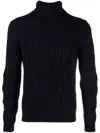 Zanone Rollkragenpullover Mit Zopfmuster In Blue