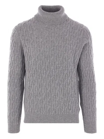 Zanone Cable-knit Turtleneck Sweater In Gray