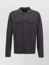 Zanone Classic Grey Wool Cardigan With Button Closure And Flap Pockets In Black