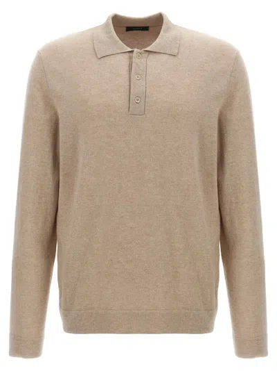 ZANONE CASHMERE BLEND LONG SLEEVE POLO SHIRT WITH CLASSIC COLLAR