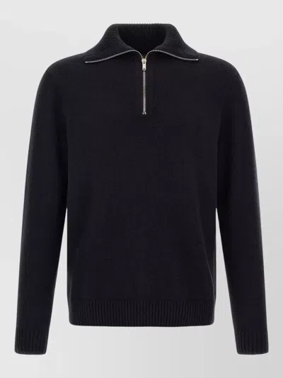 Zanone Cashmere Half Zip Jumper In Black