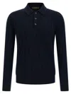 Zanone Cable-knit Button-placket Polo Shirt In Blue