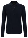 Zanone Cable-knit Button-placket Polo Shirt In Blue