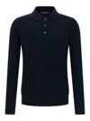 Zanone Cable-knit Button-placket Polo Shirt In Blue