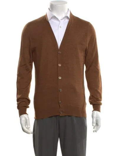 Pre-owned Zanone Cashmere V-neck Cardigan In Brown