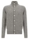 Zanone Front Pockets Ribbed Collar Cardigan In Gray