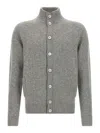 Zanone Front Pockets Ribbed Collar Cardigan In Gray