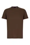 Zanone Crew Neck Plain Design Short Sleeves T-shirt In Brown