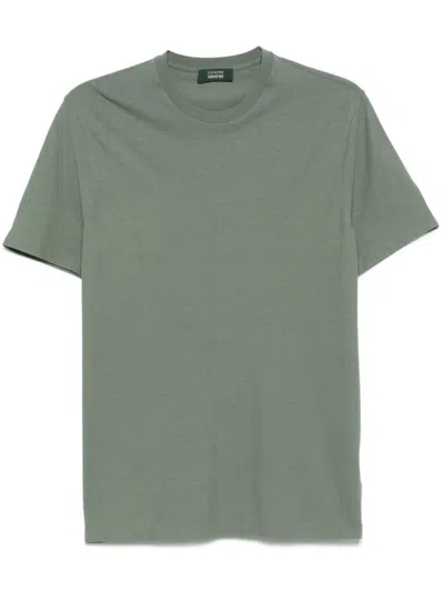 Zanone Classic Crew-neck Green T-shirt With Superior Comfort