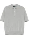 Zanone Classic Grey Cotton T-shirt With Buttoned Placket In White