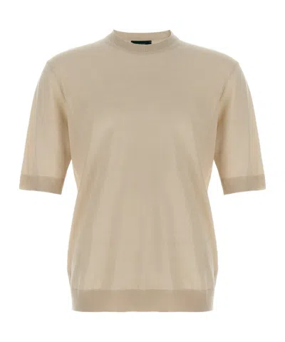 Zanone Linen Cotton T-shirt In Nude