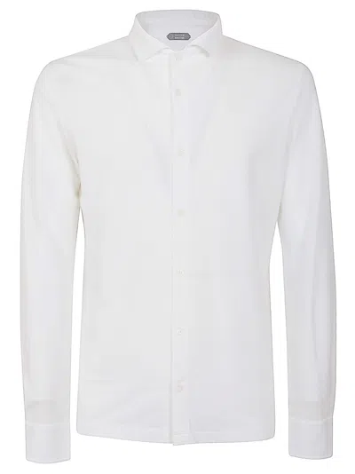 Zanone Classic Long-sleeved White Shirt With Button-down Front