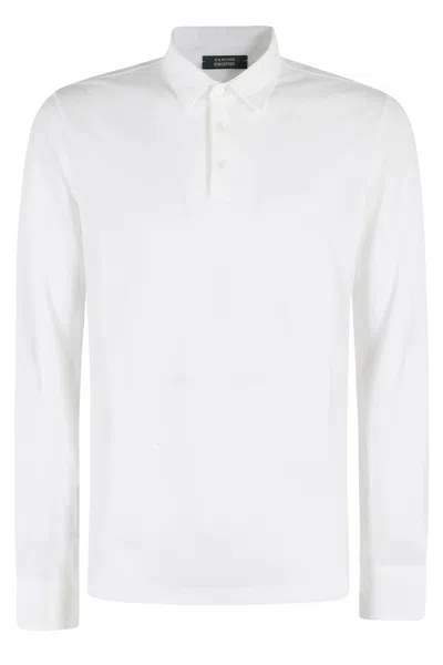 Zanone Classic White Polo Shirt With Buttoned Collar