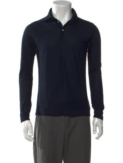 Pre-owned Zanone Collar Long Sleeve Polo Shirt In Black