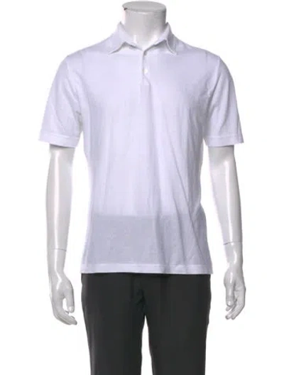Pre-owned Zanone Collar Short Sleeve Polo Shirt In White