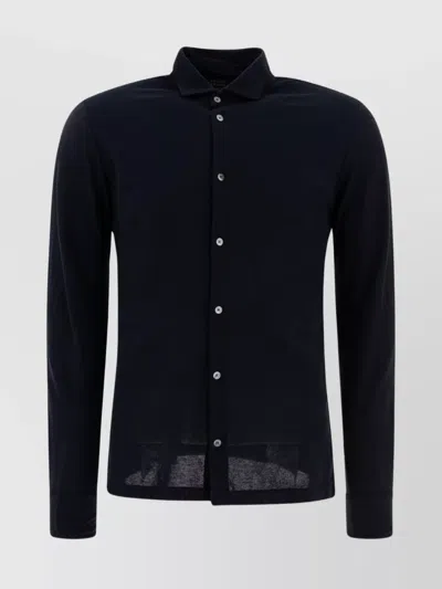 Zanone Collared Button-down Shirt With Cuff Buttons In Black