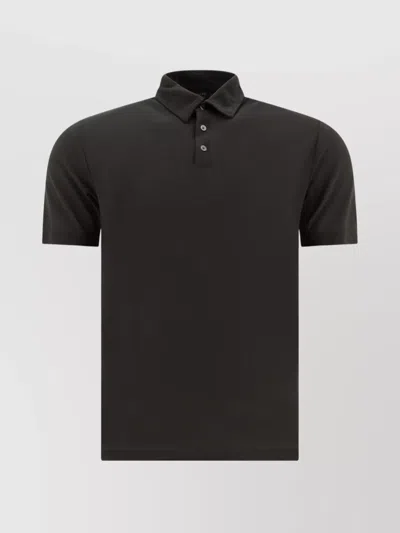Zanone Collared Shirts With Short Sleeves In Black