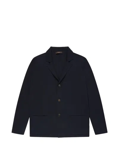 Zanone Cotton Crepe Blazer In Blue