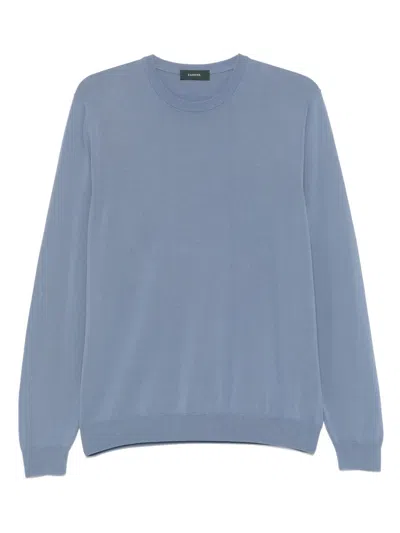 Zanone Cotton Crew-neck Sweater In 蓝色