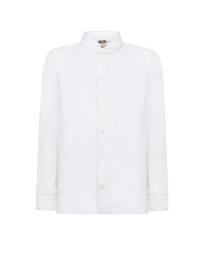 Zanone Cotton Jersey Shirt With Italian Collar In White