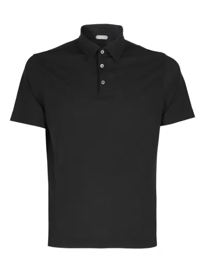 Zanone Cotton Polo Shirt In Black