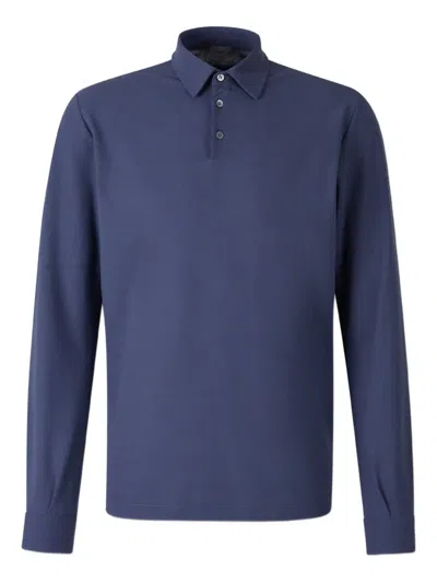 Zanone Cotton Polo Shirt In Blue