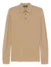 Zanone Burnt Crepe Long Sleeve Polo Shirt In Braun